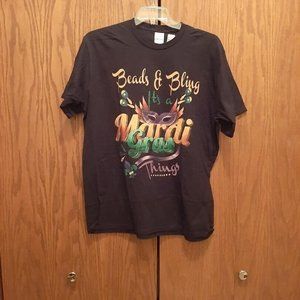 New ! Port & Co. It 's a Mardi Gras ! T-Shirt Black with Color Print Size XL
